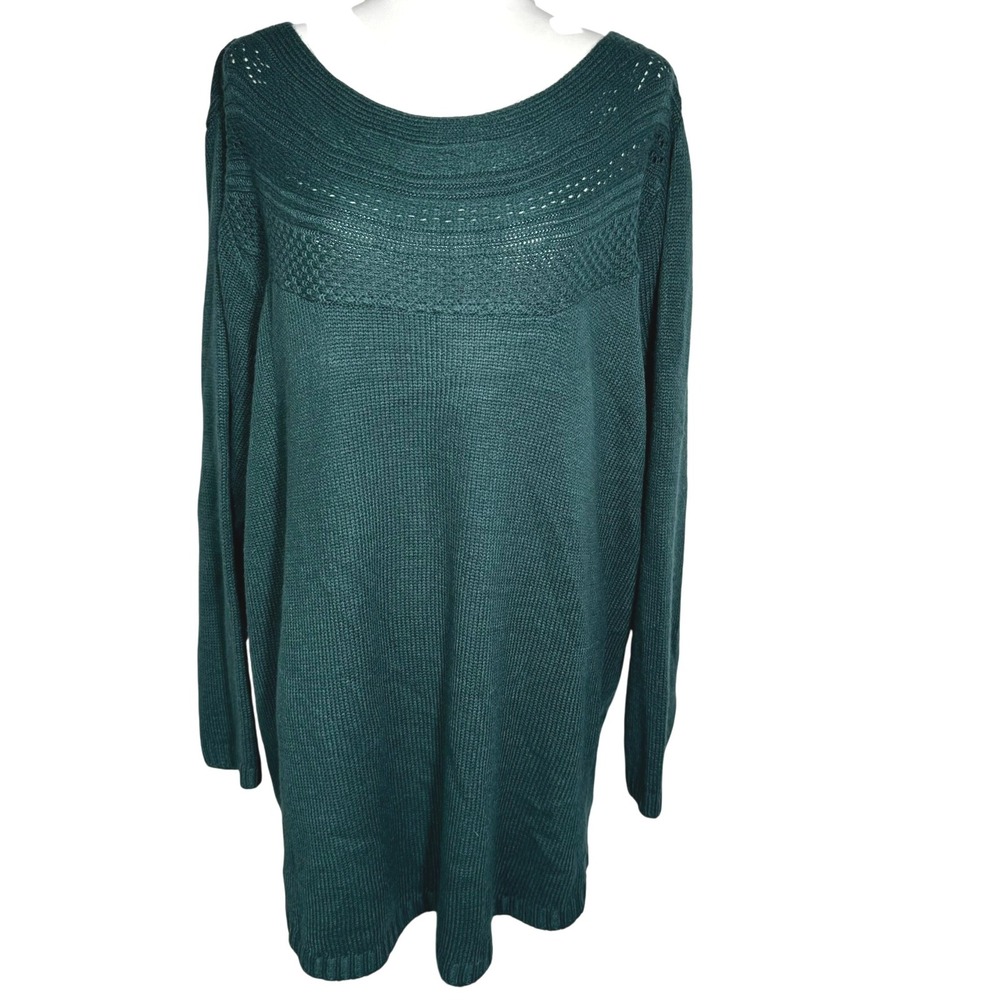 LANE BRYANT NWT Women's 26/28 Green Knit Sweater‎ Dress Long Sleeve